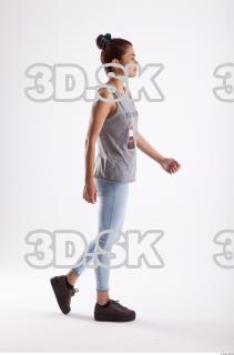 Walking photo references of Molly blue jeans womna singlet 0007
